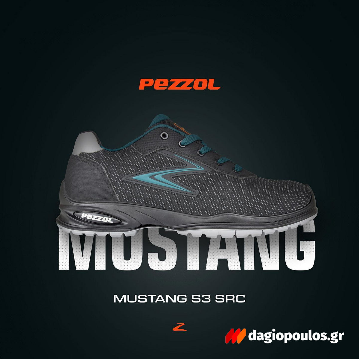 Pezzol Mustang S3S SRC WRU Παπούτσια Ασφαλείας Εργαζομένων Χαμηλά Με Προστασία Ιταλίας
