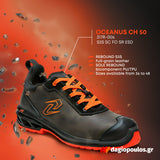 Pezzol Oceanus CH 50 S3S SC CI FO SR ESD Παπούτσια Ασφαλείας Εργαζομένων Χαμηλά Με Προστασία Ιταλίας
