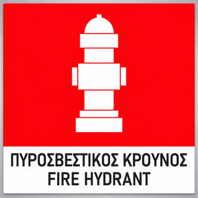 Πινακίδα Σήμανσης “ΠΥΡΟΣΒΕΣΤΙΚΟΣ ΚΡΟΥΝΟΣ” Βινύλιο 150mm x 150mm – Έγχρωμο