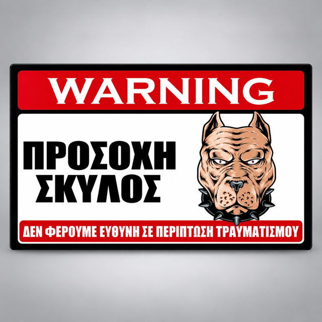 Πινακίδα Σήμανσης “ΠΡΟΣΟΧΗ ΣΚΥΛΟΣ – PITBULL III” PVC 300mm x 200mm – Έγχρωμο