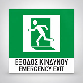 Πινακίδα Σήμανσης “ΕΞΟΔΟΣ ΚΙΝΔΥΝΟΥ” Αλουμίνιο 150mm x 150mm – Πράσινο – Λευκό