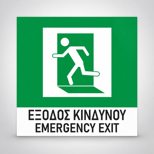 Πινακίδα Σήμανσης “ΕΞΟΔΟΣ ΚΙΝΔΥΝΟΥ” Αλουμίνιο 150mm x 150mm – Πράσινο – Λευκό
