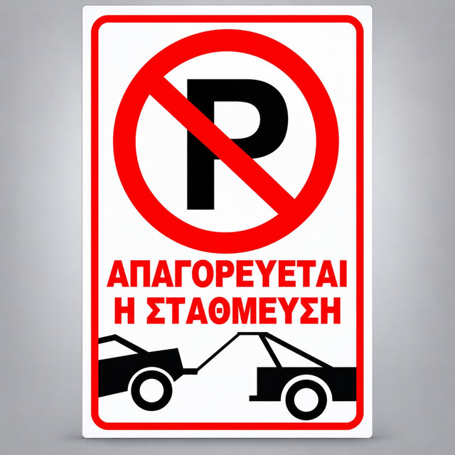 Πινακίδα Σήμανσης “ΑΠΑΓΟΡΕΥΕΤΑΙ Η ΣΤΑΘΜΕΥΣΗ” Αντανακλαστική Αλουμίνιο 200mm x 300mm – Κόκκινο / Μαύρο / Λευκό