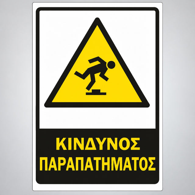 Πινακίδα Σήμανσης “ΚΙΝΔΥΝΟΣ ΠΑΡΑΠΑΤΗΜΑΤΟΣ” Αντανακλαστική Αλουμίνιο 200mm x 300mm – Κίτρινο / Μαύρο / Λευκό