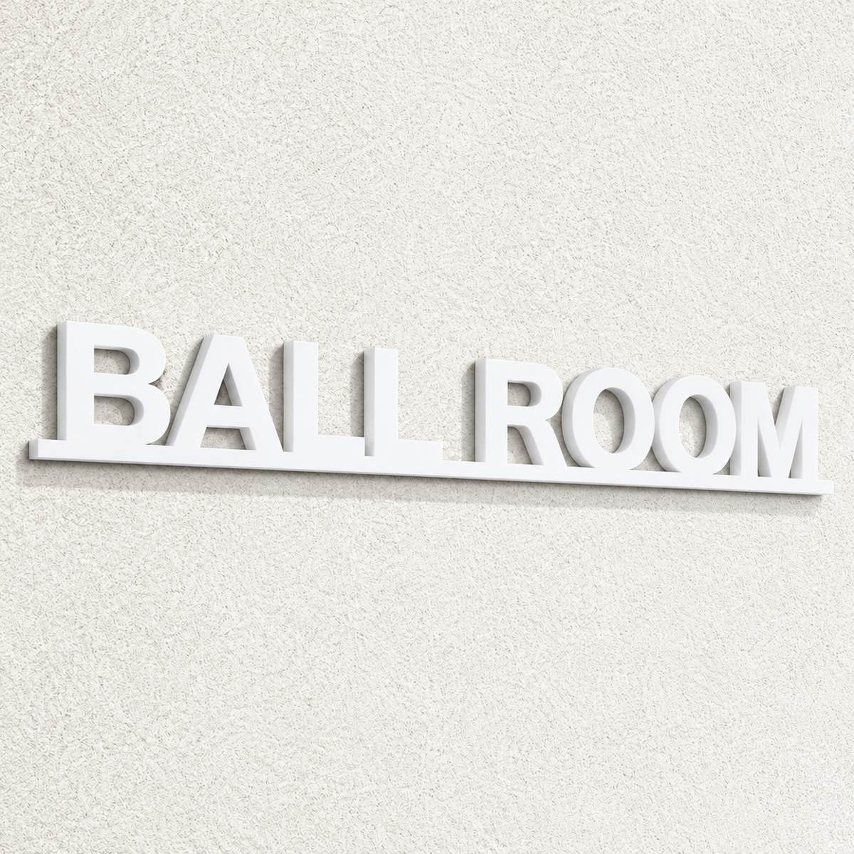 Ψηφιακή απεικόνιση επιγραφής BALL ROOM σε λευκό ακρυλικό