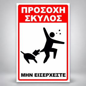 Πινακίδα Σήμανσης “ΠΡΟΣΟΧΗ ΣΚΥΛΟΣ – ΣΧΕΔΙΟ BITE” PVC 200mm x 300mm – Κόκκινο / Μαύρο / Λευκό