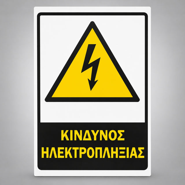 Πινακίδα Σήμανσης “ΚΙΝΔΥΝΟΣ ΗΛΕΚΤΡΟΠΛΗΞΙΑΣ” Αντανακλαστική Αλουμίνιο 200mm x 300mm – Κίτρινο / Μαύρο / Λευκό