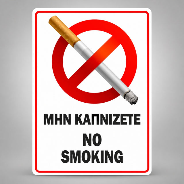 Πινακίδα Σήμανσης “ΜΗΝ ΚΑΠΝΙΖΕΤΕ – NO SMOKING” PVC 150mm x 200mm – Κόκκινο / Μαύρο / Λευκό