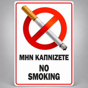Πινακίδα Σήμανσης “ΜΗΝ ΚΑΠΝΙΖΕΤΕ – NO SMOKING” Βινύλιο 100mm x 150mm – Κόκκινο / Μαύρο / Λευκό