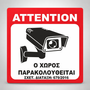 Πινακίδα Σήμανσης “Ο ΧΩΡΟΣ ΠΑΡΑΚΟΛΟΥΘΕΙΤΑΙ” PVC 150mm x 150mm – Κόκκινο / Λευκό / Μαύρο