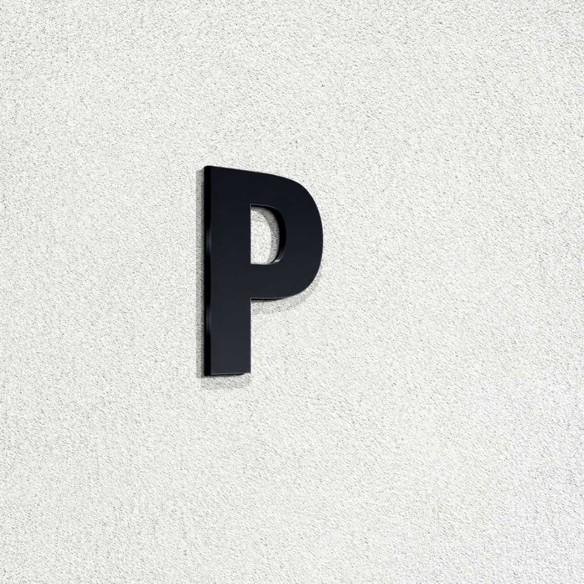 Ενδεικτική φωτογραφία γράμματος P σε μαύρη απόχρωση· επιλεγμένο προϊόν λευκό, ύψος 74mm
