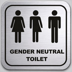 Πινακίδα Σήμανσης “WC ΟΥΔΕΤΕΡΟΥ ΦΥΛΟΥ ΜΕ ΕΠΙΓΡΑΦΗ” Plexiglass 110mm x 110mm – Ασημί