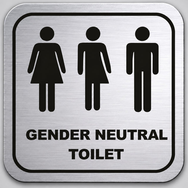 Πινακίδα Σήμανσης “WC ΟΥΔΕΤΕΡΟΥ ΦΥΛΟΥ ΜΕ ΕΠΙΓΡΑΦΗ” Plexiglass 110mm x 110mm – Ασημί