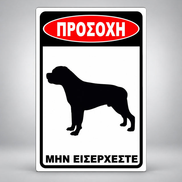 Πινακίδα Σήμανσης “ΠΡΟΣΟΧΗ ΣΚΥΛΟΣ – ΡΟΤΒΑΪΛΕΡ IV” PVC 200mm x 300mm – Μαύρο / Λευκό / Κόκκινο