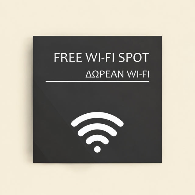 Πινακίδα Σήμανσης “ΔΩΡΕΑΝ WI-FI” Ακρυλικό 150mm x 150mm – Γκρι