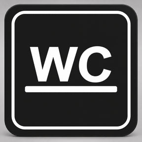 Πινακίδα Σήμανσης “ΤΟΥΑΛΕΤΑ – WC” Plexiglass 110mm x 110mm – Μαύρο