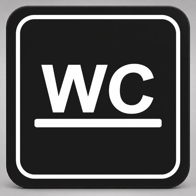 Πινακίδα Σήμανσης “ΤΟΥΑΛΕΤΑ – WC” Plexiglass 110mm x 110mm – Μαύρο