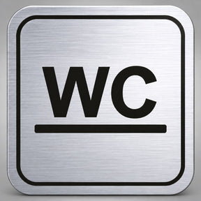 Πινακίδα Σήμανσης “ΤΟΥΑΛΕΤΑ – WC” Plexiglass 110mm x 110mm – Ασημί