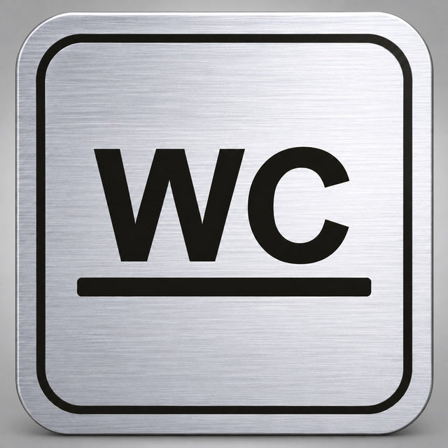 Πινακίδα Σήμανσης “ΤΟΥΑΛΕΤΑ – WC” Plexiglass 110mm x 110mm – Ασημί