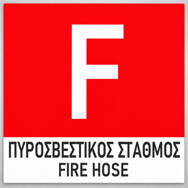 Πινακίδα Σήμανσης “ΠΥΡΟΣΒΕΣΤΙΚΟΣ ΣΤΑΘΜΟΣ – F” Αλουμίνιο 150mm x 150mm – Έγχρωμο