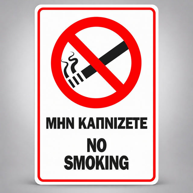 Πινακίδα Σήμανσης “ΜΗΝ ΚΑΠΝΙΖΕΤΕ – NO SMOKING” PVC 100mm x 150mm – Κόκκινο / Μαύρο / Λευκό