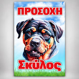 Πινακίδα Σήμανσης “ΠΡΟΣΟΧΗ ΣΚΥΛΟΣ – ΡΟΤΒΑΪΛΕΡ” Αλουμίνιο 200mm x 300mm – Έγχρωμο