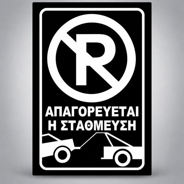 Πινακίδα Σήμανσης “ΑΠΑΓΟΡΕΥΕΤΑΙ Η ΣΤΑΘΜΕΥΣΗ” Αντανακλαστική PVC 200mm x 300mm – Μαύρο / Λευκό