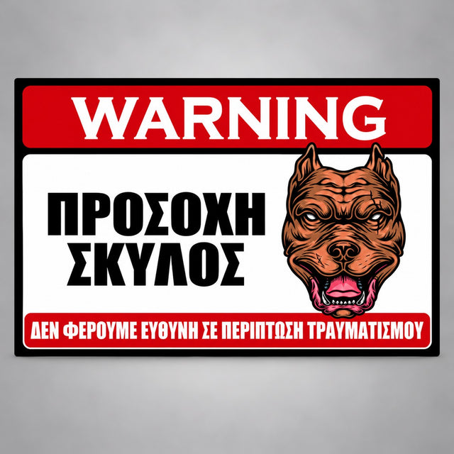 Πινακίδα Σήμανσης “ΠΡΟΣΟΧΗ ΣΚΥΛΟΣ – PITBULL IV” Αλουμίνιο 300mm x 200mm – Έγχρωμο