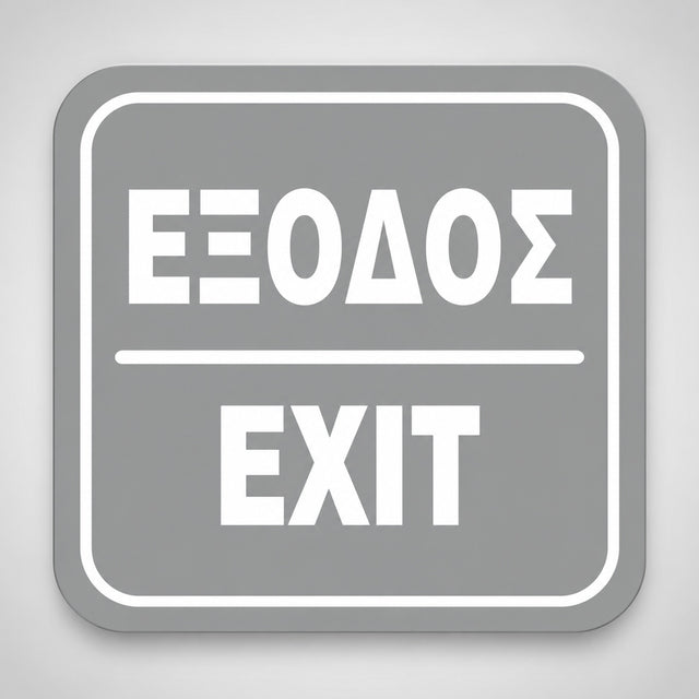 Πινακίδα Σήμανσης “ΕΞΟΔΟΣ” Ακρυλικό 110mm x 110mm – Γκρι – Λευκό