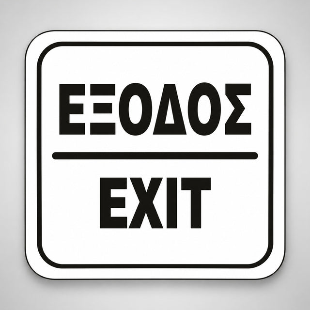 Πινακίδα Σήμανσης “ΕΞΟΔΟΣ” Ακρυλικό 110mm x 110mm – Λευκό – Μαύρο