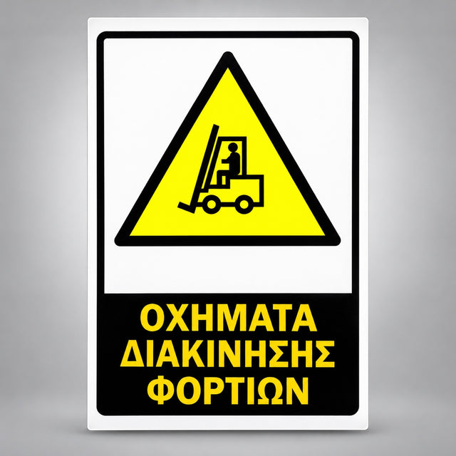 Πινακίδα Σήμανσης “ΟΧΗΜΑΤΑ ΔΙΑΚΙΝΗΣΗΣ ΦΟΡΤΙΩΝ” Αντανακλαστική Αλουμίνιο 200mm x 300mm – Κίτρινο / Μαύρο / Λευκό