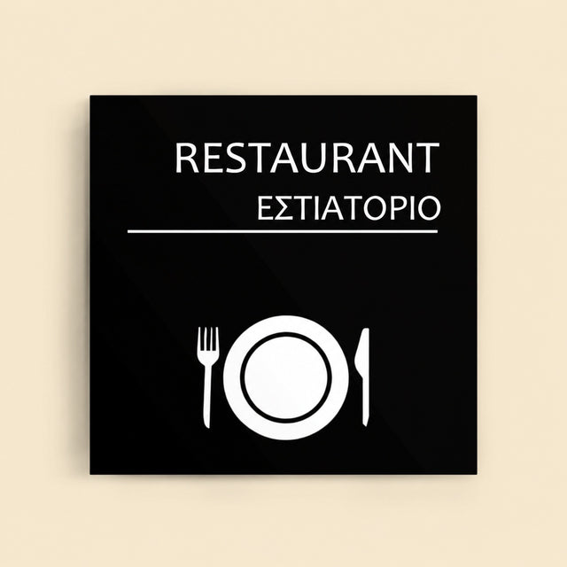 Πινακίδα Σήμανσης “ΕΣΤΙΑΤΟΡΙΟ” Ακρυλικό 150mm x 150mm – Μαύρο