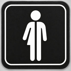 Πινακίδα Σήμανσης “WC ΟΥΔΕΤΕΡΟΥ ΦΥΛΟΥ ΜΕ ΣΥΜΒΟΛΟ” Plexiglass 110mm x 110mm – Μαύρο