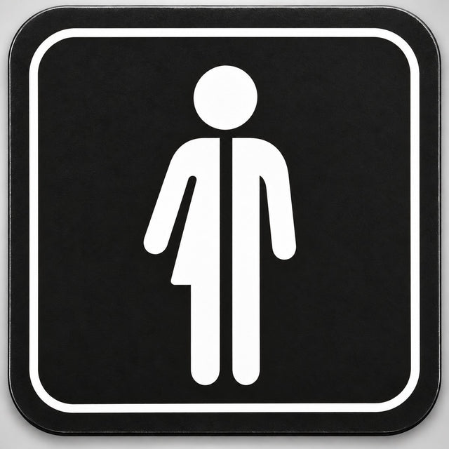 Πινακίδα Σήμανσης “WC ΟΥΔΕΤΕΡΟΥ ΦΥΛΟΥ ΜΕ ΣΥΜΒΟΛΟ” Plexiglass 110mm x 110mm – Μαύρο
