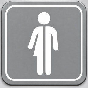 Πινακίδα Σήμανσης “WC ΟΥΔΕΤΕΡΟΥ ΦΥΛΟΥ ΜΕ ΣΥΜΒΟΛΟ” Plexiglass 110mm x 110mm – Γκρι