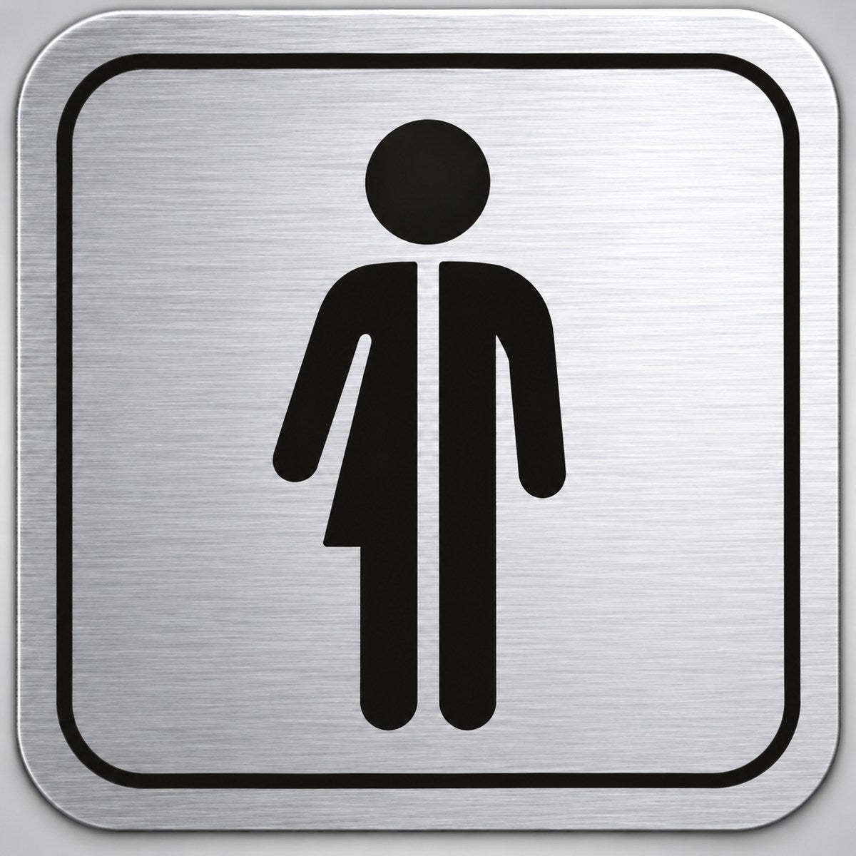 Πινακίδα Σήμανσης “WC ΟΥΔΕΤΕΡΟΥ ΦΥΛΟΥ ΜΕ ΣΥΜΒΟΛΟ” Plexiglass 110mm x 110mm – Ασημί