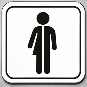 Πινακίδα Σήμανσης “WC ΟΥΔΕΤΕΡΟΥ ΦΥΛΟΥ ΜΕ ΣΥΜΒΟΛΟ” Plexiglass 110mm x 110mm – Λευκό