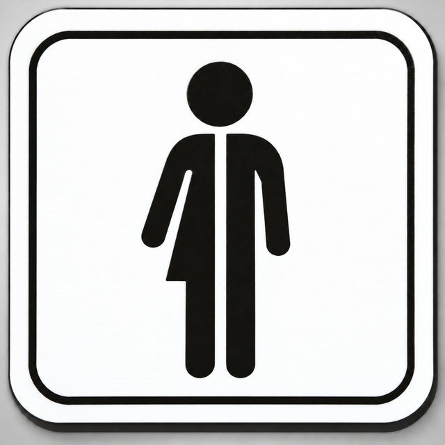 Πινακίδα Σήμανσης “WC ΟΥΔΕΤΕΡΟΥ ΦΥΛΟΥ ΜΕ ΣΥΜΒΟΛΟ” Plexiglass 110mm x 110mm – Λευκό