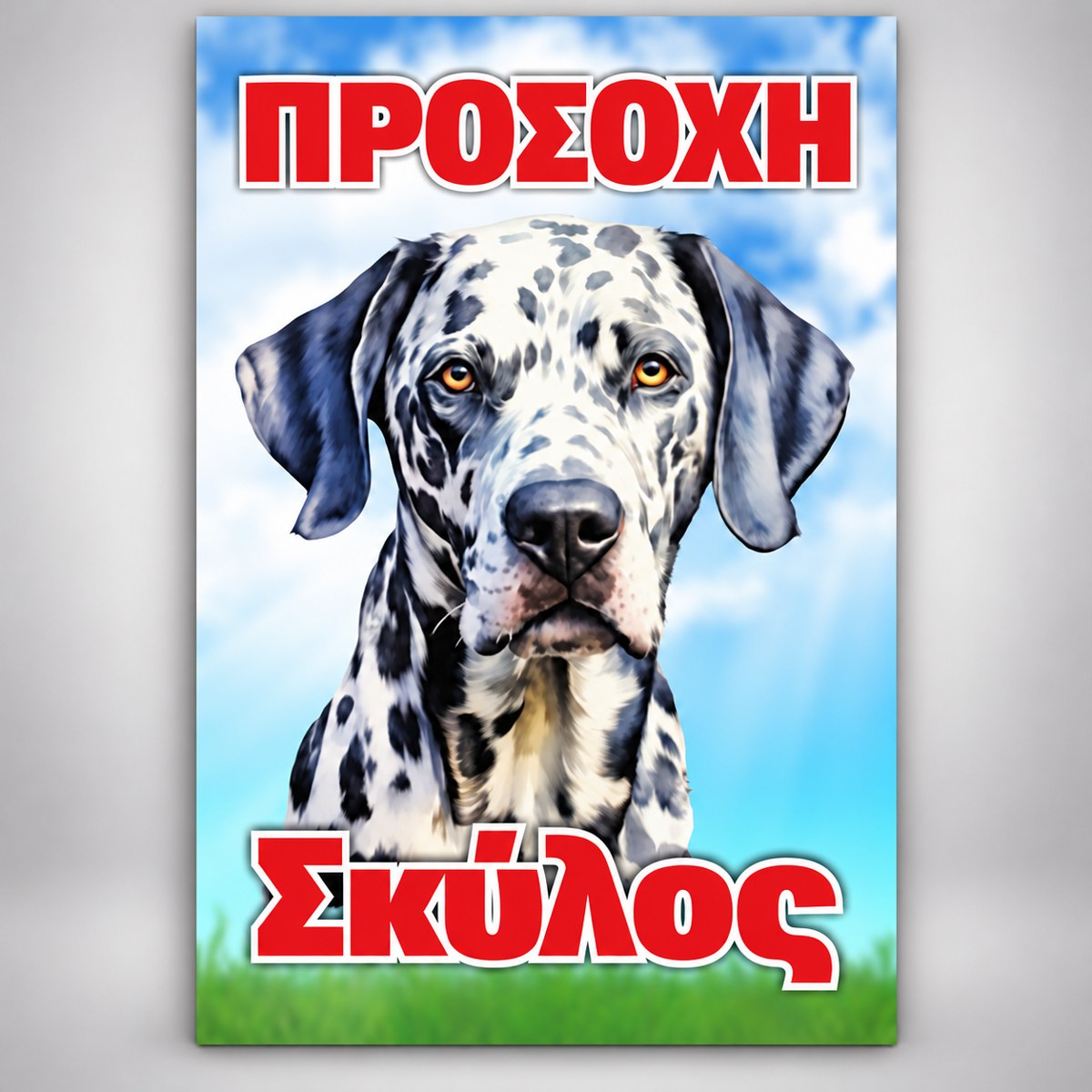 Πινακίδα Σήμανσης “ΠΡΟΣΟΧΗ ΣΚΥΛΟΣ – Δαλματίας” Αλουμίνιο 200mm x 300mm – Έγχρωμο