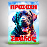 Πινακίδα Σήμανσης “ΠΡΟΣΟΧΗ ΣΚΥΛΟΣ – ΣΚΥΛΟΣ ΜΕ ΠΟΛΥΧΡΩΜΕΣ ΑΠΟΧΡΩΣΕΙΣ” Αλουμίνιο 200mm x 300mm – Έγχρωμο