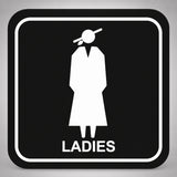 Πινακίδα Σήμανσης “ΤΟΥΑΛΕΤΑ ΓΥΝΑΙΚΩΝ – LADIES” Plexiglass 110mm x 110mm – Μαύρο