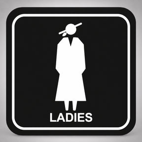Πινακίδα Σήμανσης “ΤΟΥΑΛΕΤΑ ΓΥΝΑΙΚΩΝ – LADIES” Plexiglass 110mm x 110mm – Μαύρο