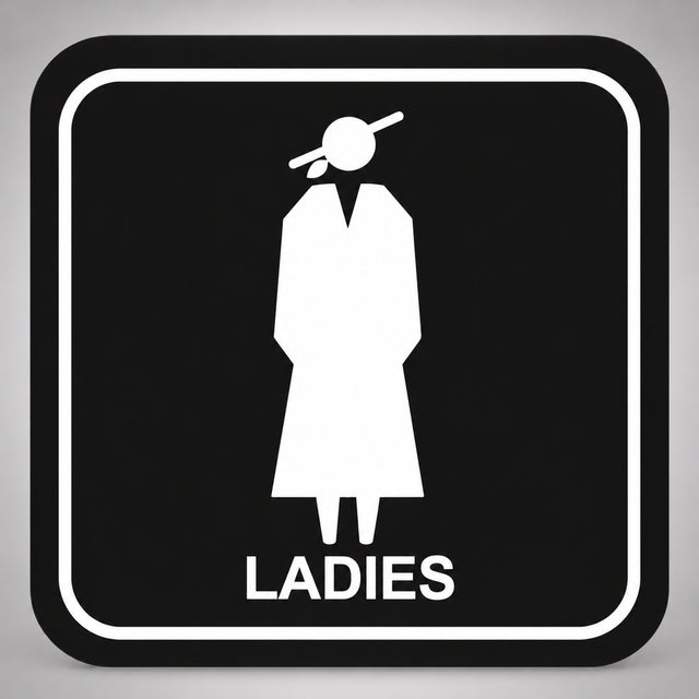 Πινακίδα Σήμανσης “ΤΟΥΑΛΕΤΑ ΓΥΝΑΙΚΩΝ – LADIES” Plexiglass 110mm x 110mm – Μαύρο