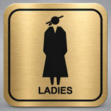 Πινακίδα Σήμανσης “ΤΟΥΑΛΕΤΑ ΓΥΝΑΙΚΩΝ – LADIES” Plexiglass 110mm x 110mm – Χρυσό