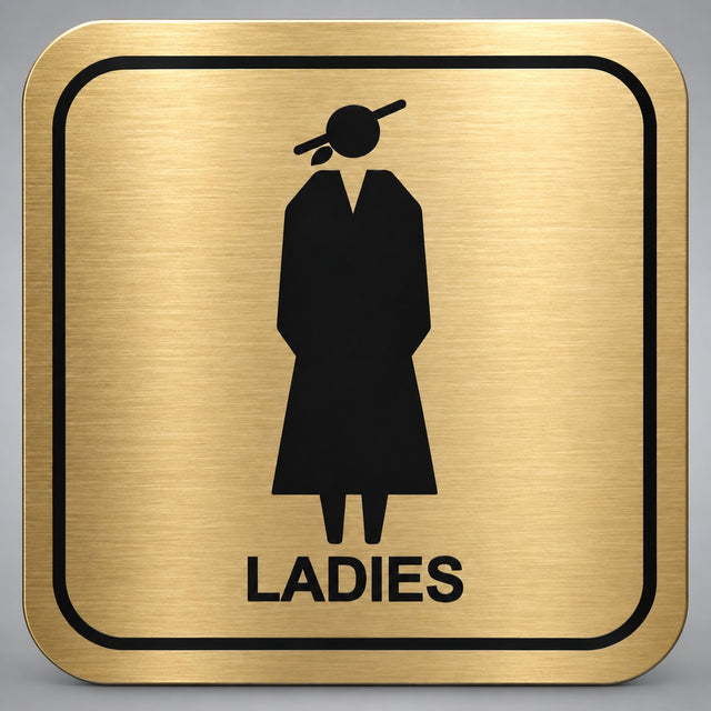 Πινακίδα Σήμανσης “ΤΟΥΑΛΕΤΑ ΓΥΝΑΙΚΩΝ – LADIES” Plexiglass 110mm x 110mm – Χρυσό