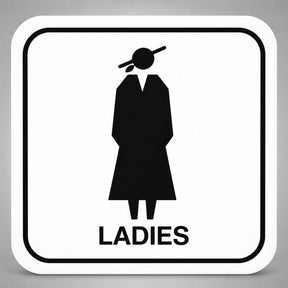 Πινακίδα Σήμανσης “ΤΟΥΑΛΕΤΑ ΓΥΝΑΙΚΩΝ – LADIES” Plexiglass 110mm x 110mm – Λευκό