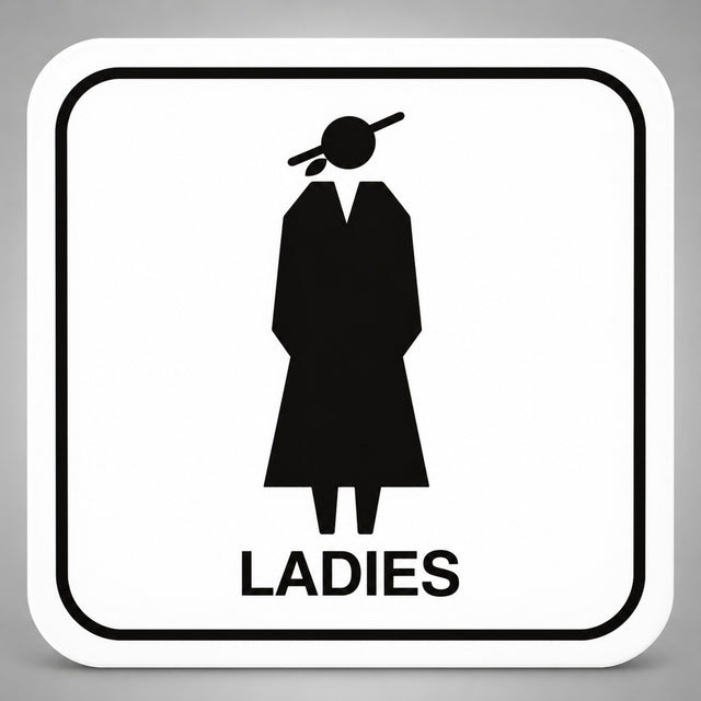 Πινακίδα Σήμανσης “ΤΟΥΑΛΕΤΑ ΓΥΝΑΙΚΩΝ – LADIES” Plexiglass 110mm x 110mm – Λευκό