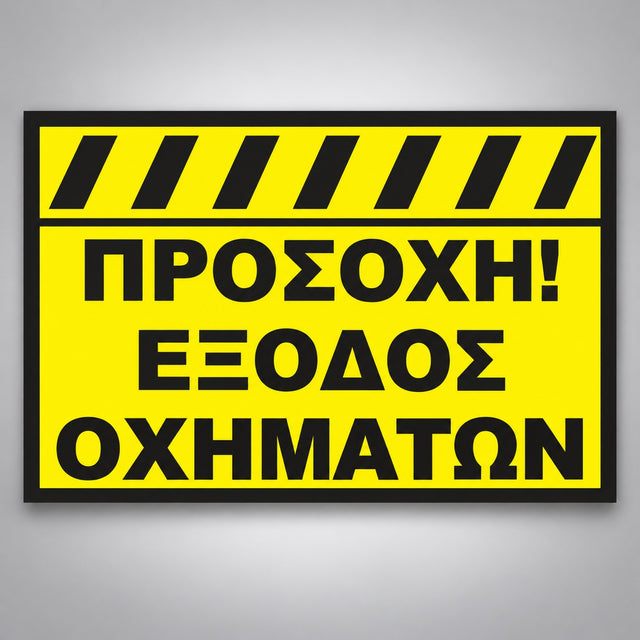 Πινακίδα Σήμανσης “ΠΡΟΣΟΧΗ ΕΞΟΔΟΣ ΟΧΗΜΑΤΩΝ” Αλουμίνιο 350mm x 250mm