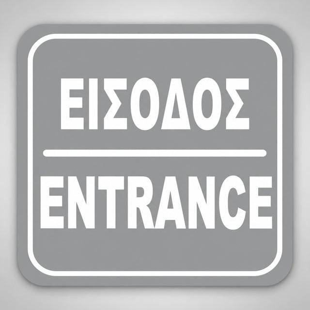 Πινακίδα Σήμανσης “ΕΙΣΟΔΟΣ” Ακρυλικό 110mm x 110mm – Γκρι – Λευκό