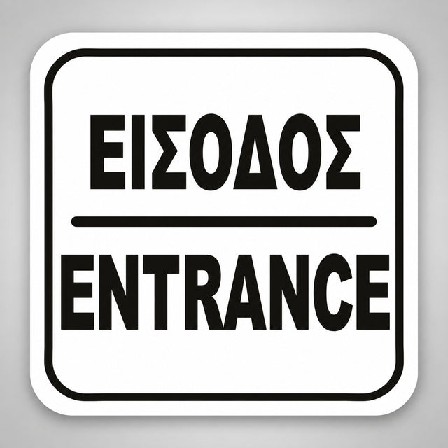 Πινακίδα Σήμανσης “ΕΙΣΟΔΟΣ” Ακρυλικό 110mm x 110mm – Λευκό – Μαύρο